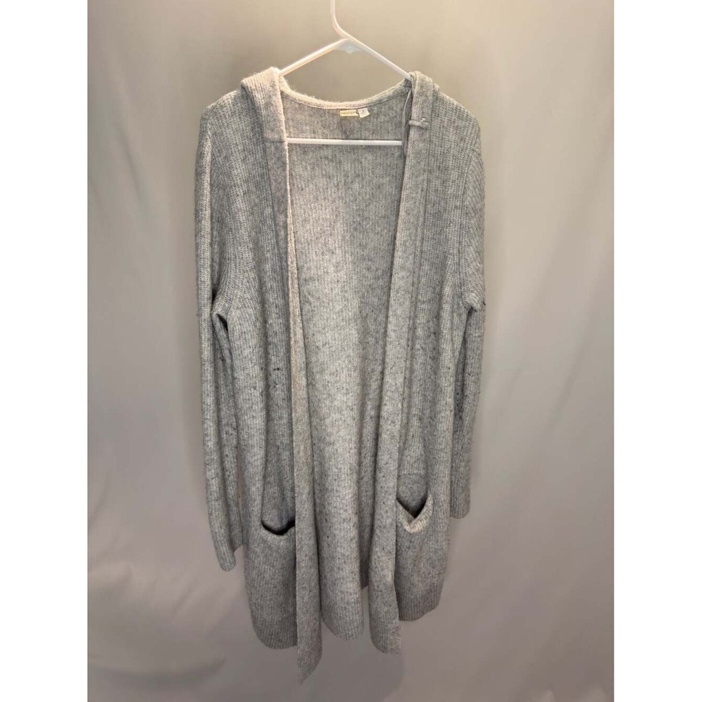 Gap Womens Gray Wool Alpaca Blend Hooded Open Front Long Cardigan Sweater M Tall